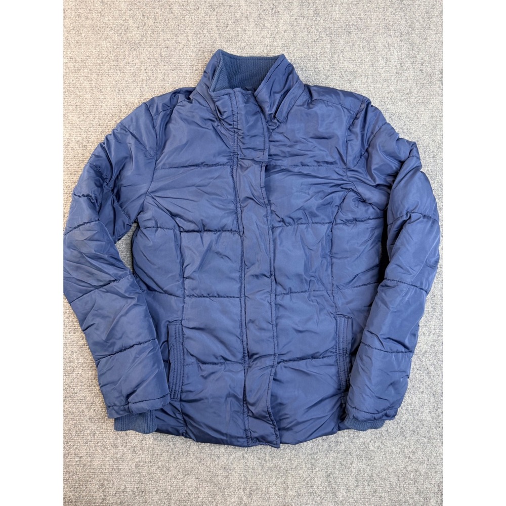 Aeropostale Puffer Jacket Small Navy Blue Quilted Insulated Full Zip Coat Women